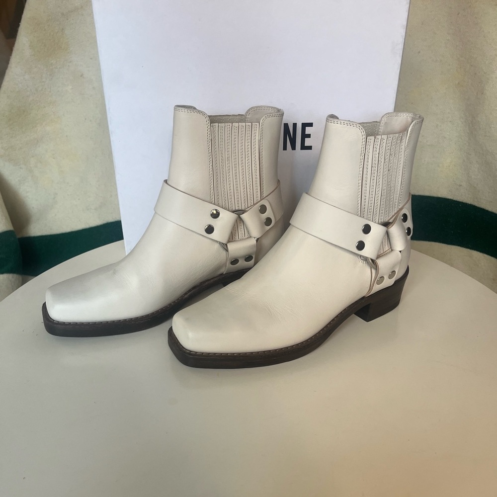 RE/DONE White leather boots size 38